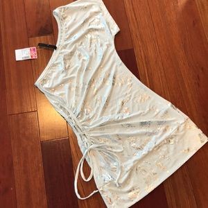 New with tags one shoulder silver and white top